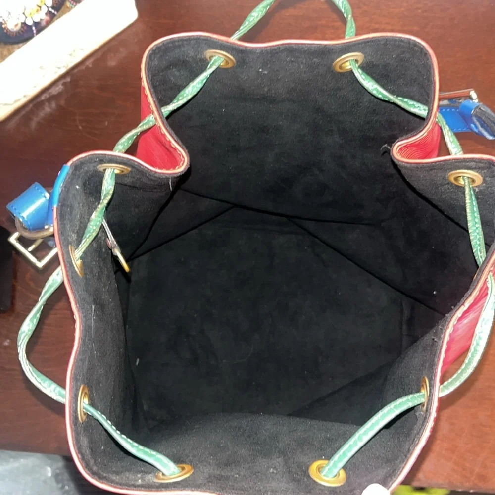 LOUIS VUITTON Epi Tri-Col Color Noe Large Bucket Shoulder Bag Red BlueGreen EUC
